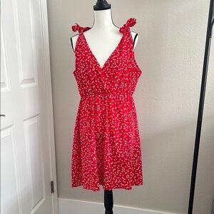Red and White Spaghetti Strap Midi Sundress
